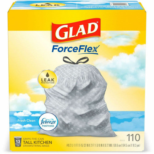 Glad ForceFlex Tall Kitchen Drawstring Trash Bags